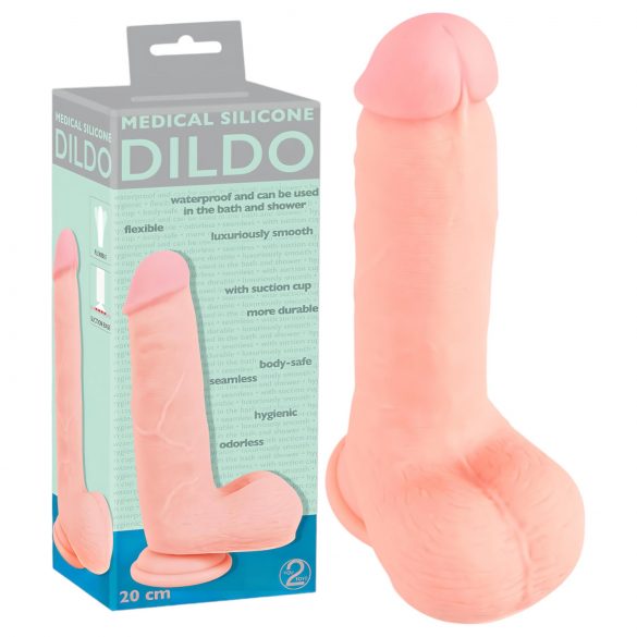 Medical Silicone Dildo - rovné dildo z lékařského silikonu (20 cm) - tělová barva