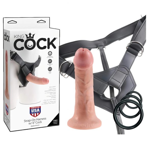 King Cock Strap-on 6 - kiinnitettävä dildo - luontoisan värinen