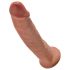 King Cock 9 - liukuesteellä varustettu aito dildo (23 cm) - tumma luonnonväri