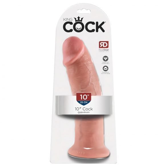 King Cock 10 - velké dildo se varlaty s přísavkou (25cm) - přírodní