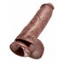 King Cock 11 - velký přísavkový dildo s varlaty (28 cm) - hnědý