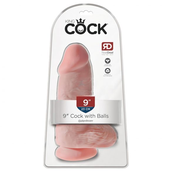 King Cock 9 Chubby - přísavkový dildo s varlaty (23 cm) - přírodní