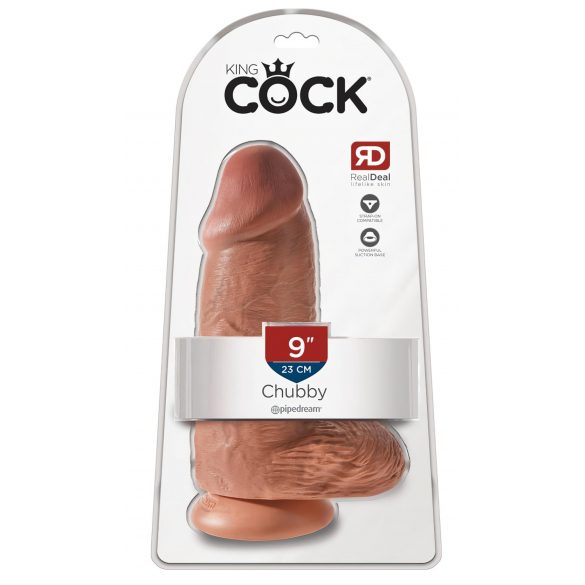 King Cock 9 Chubby - imukupilla, dildo (23 cm) - tumma luonnollinen