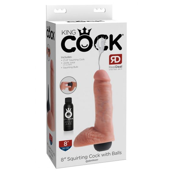 King Cock 8 - aidon tuntuinen suihkuttava dildo (20cm) - luonnollinen