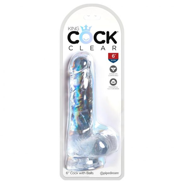 King Cock Clear 6 - Imukupilla varustettu pieni dildo (15 cm)