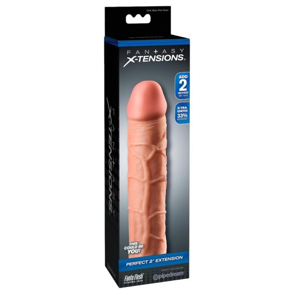 X-TENSION Perfect 2 - realistický návlek na penis (20,3cm) - přírodní