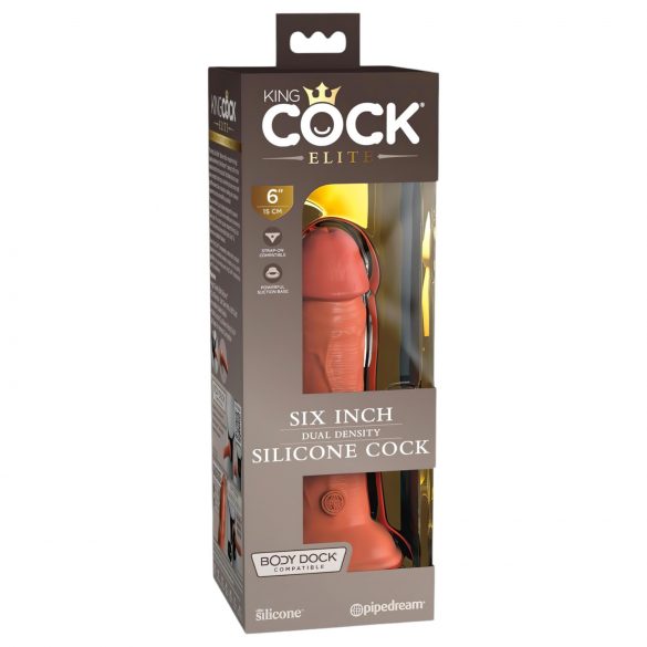 King Cock Elite 6 - imukuppit, aito dildo (15cm) - tumma