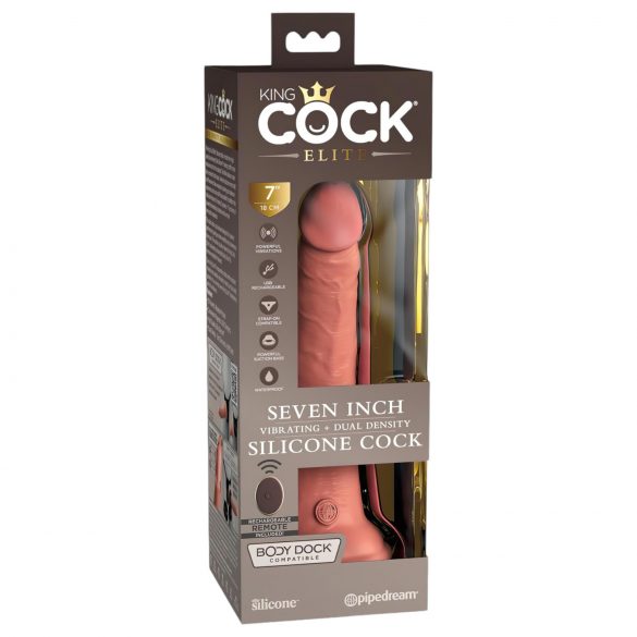 King Cock Elite 7 - imukupilla, kaukosäätimellä, 18cm - luonnollinen