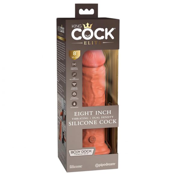 King Cock Elite 8 - aidon tuntuinen vibraattori 20 cm (tumma)