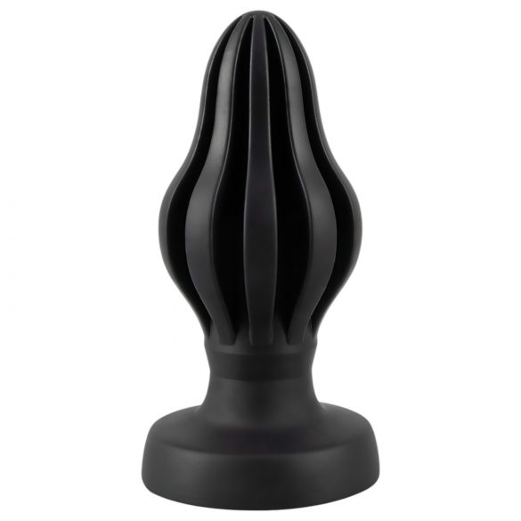 ANOS - pehmeä uurrettu anaalidildo - 5cm (musta)