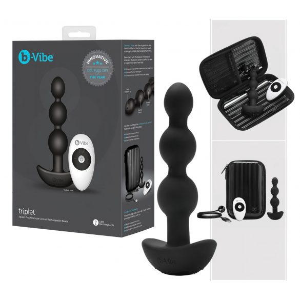 b-Vibe - trojitý korálkový anální vibrátor s akumulátorem (černý)