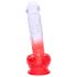 Sunfo - připínací, realistické dildo s varlaty - 21 cm (průsvitně červené)