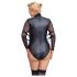 Cottelli Bondage Plus Size - krajkové body s rukávy (černé)  - 2XL