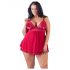 Cottelli Plus-koko - Pitsinen Babydoll (punainen) - XL