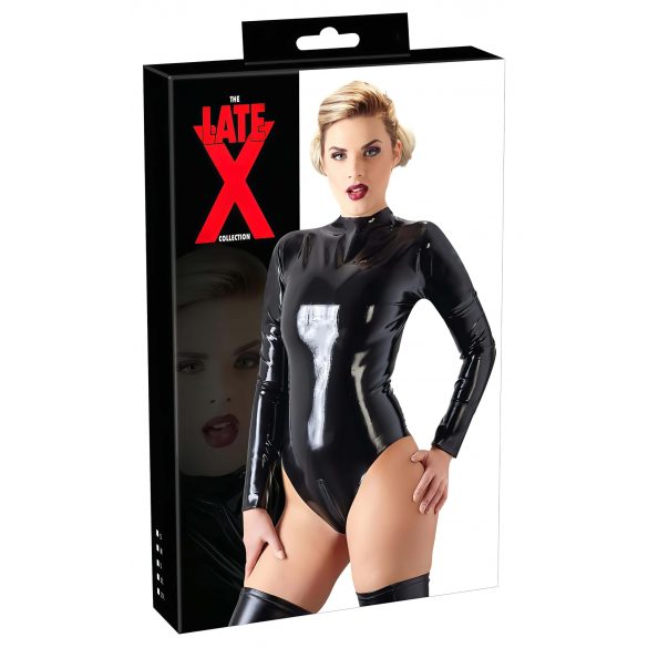 LATEX - dámské body s dlouhým rukávem (černé)  - 2XL