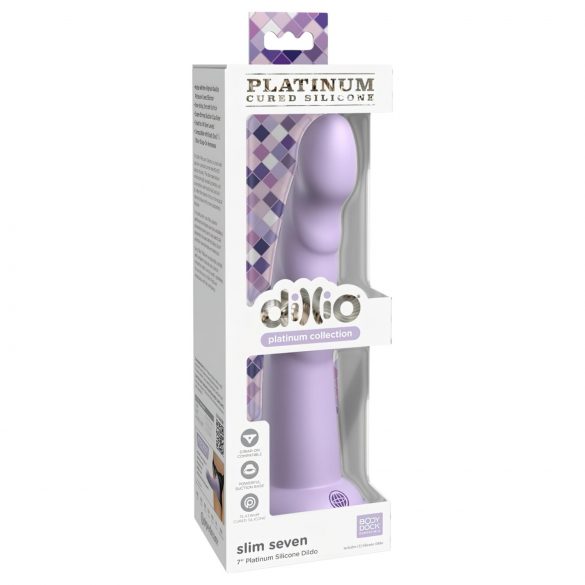 Dillio Slim Seven - přísavkový stimulační dildo (20 cm) - fialový