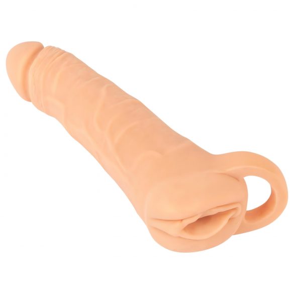 Nature Skin - 2v1 umělá kundička a návlek na penis - 23cm (přírodní)