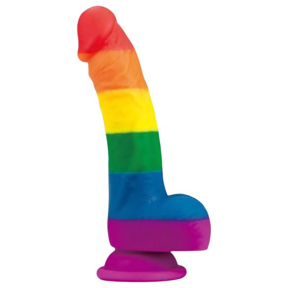 Lovetoy Prider - realistické tekuté silikonové dildo - 19 cm (duhové)