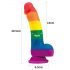 Lovetoy Prider - realistické tekuté silikonové dildo - 19 cm (duhové)