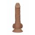 RealRock Dong 7 - realistické dildo s varlaty (17 cm) - tmavě přírodní