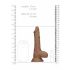 RealRock Dong 7 - realistické dildo s varlaty (17 cm) - tmavě přírodní