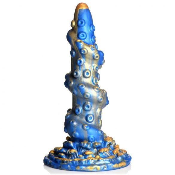 Kraken Kiertynyt Dildo 21 cm - Kultainen ja Sininen