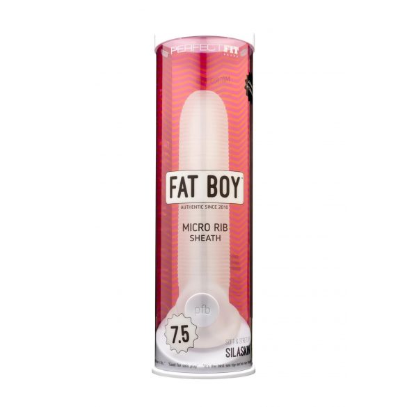 Fat Boy Micro Ribbed - návlek na penis (19 cm) - mléčně bílý