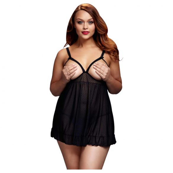 BACI Plus Size - avoin, pilkullinen babydoll - musta (XL-XXL)