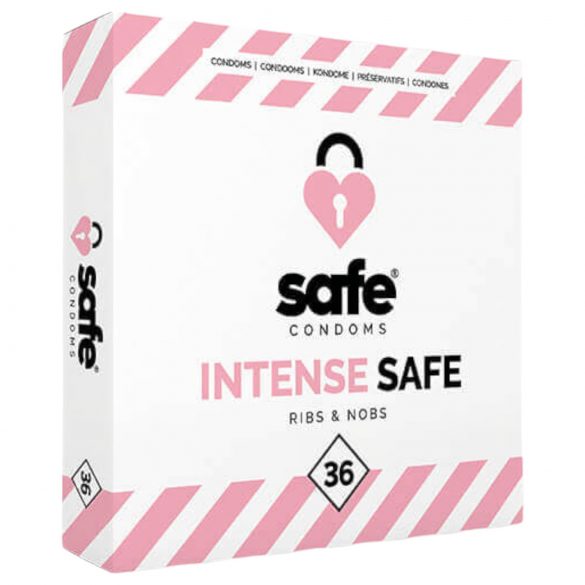 SAFE Intense - Ribbattu & pilkullinen kondomi (36kpl)