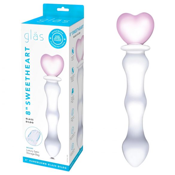 GLAS - srdcové skleněné dildo (průhledné)