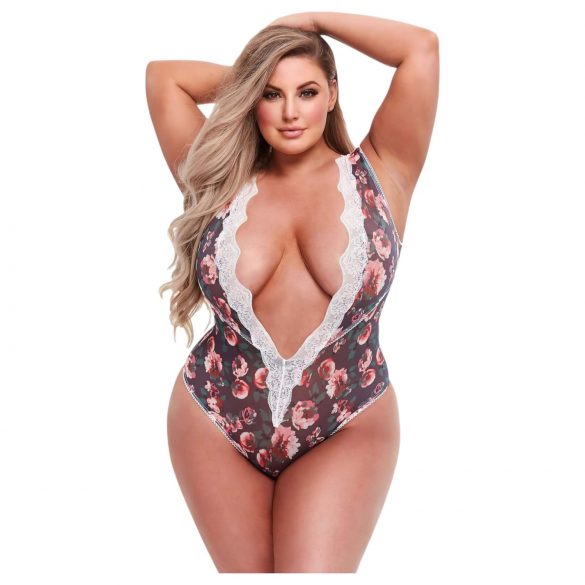 Baci Plus Size - květinové, krajkové body