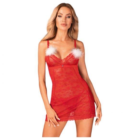 Obsessive Claussica - punainen babydoll & stringit - XL/XXL